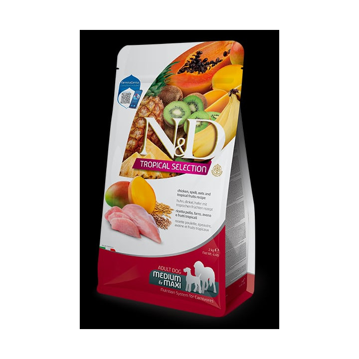 Chicken, spelt, oats and tropical fruits Adult Medium & Maxi