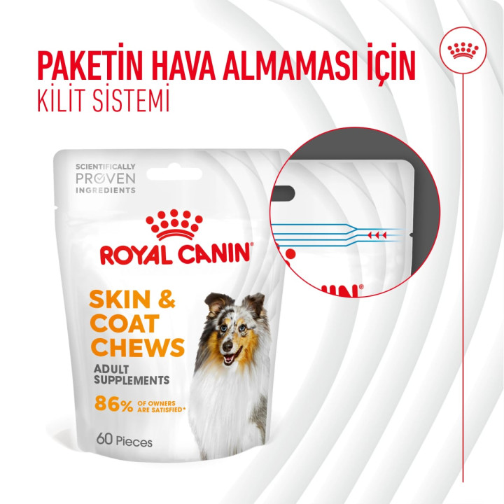 Skin&Coat Chews Deri ve Tüy Sağlığını Destekleyen Tamamlayıcı Ödül Maması 1 x 240 g