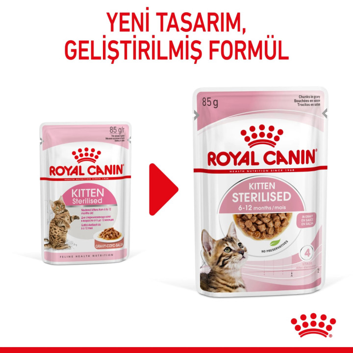 Kitten Sterilised Gravy Yavru Kedi Yaş Maması 12 x 85 g
