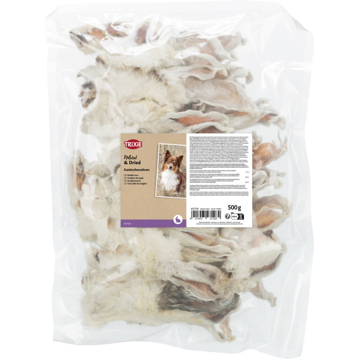 Chewing snack rabbit ears with fur for dogs