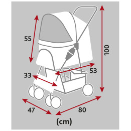 4-Wheel Stroller for Dogs Up to 15 kg